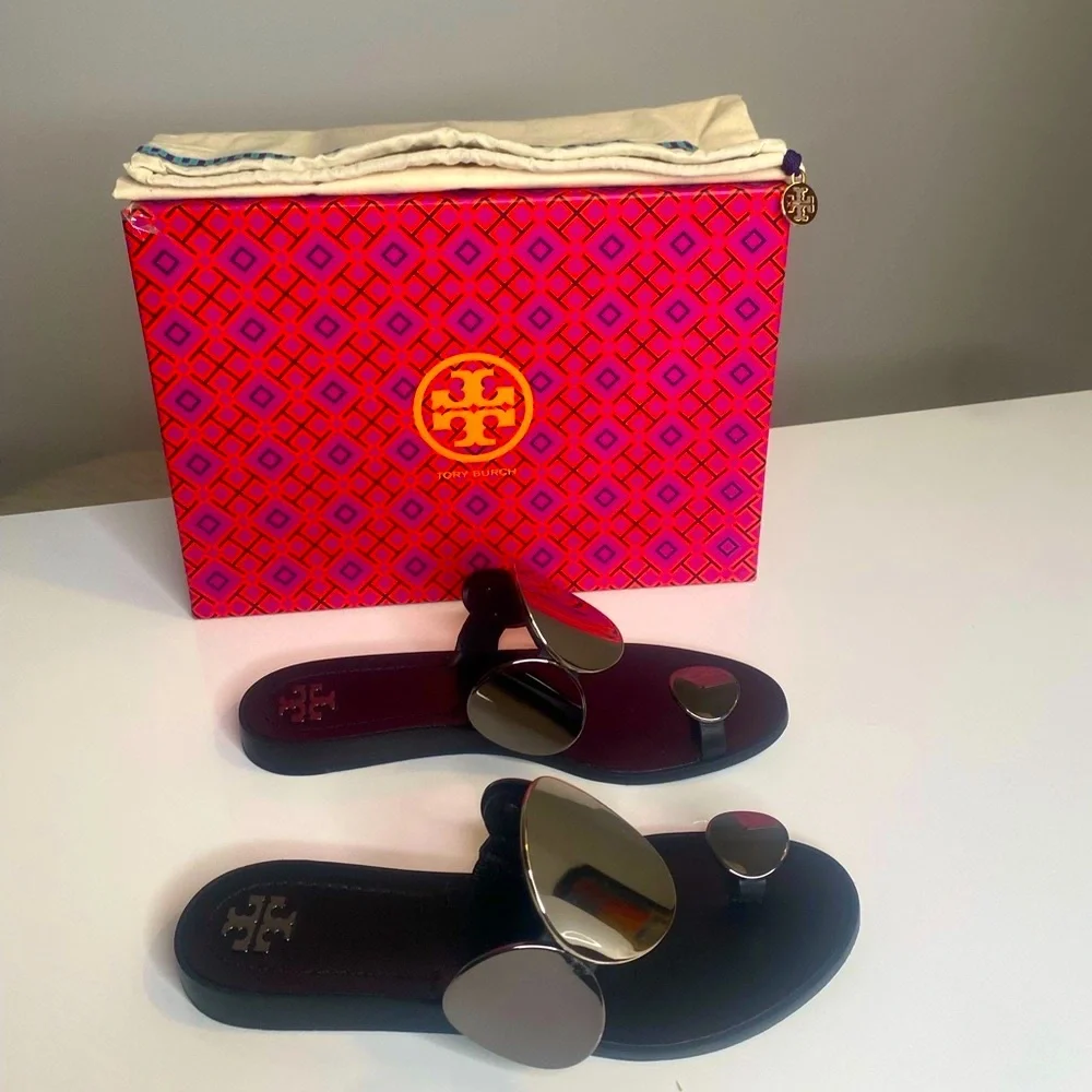 Tory Burch / Patos Multi Disk / Sandals / Gray and Black / Size 7 - Picture 5 of 12